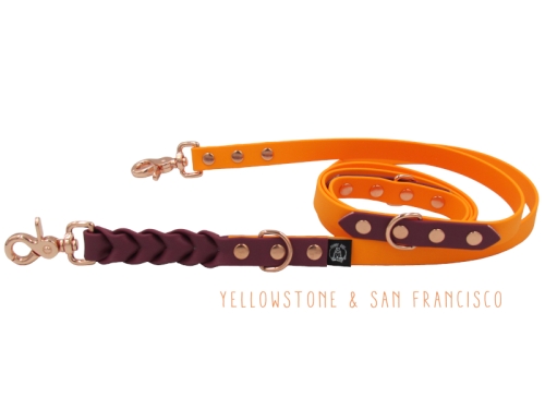 smycz-przepinana-biothane-pomaranczowa-czerwona-wino-yellowstone-sanfrancisco-s
