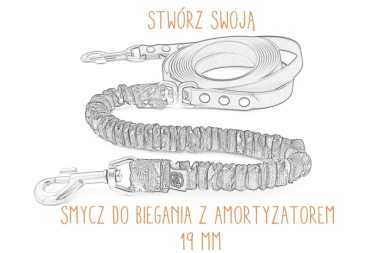 Smycz Biothane z amortyzatorem | do biegania i dogtrekkingu | 19 mm | Konfigurator