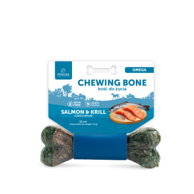 Kość do żucia Pokusa Premium Selection chewing bone Omega | Łosoś, kryl i małż nowozelandzki | 12 cm