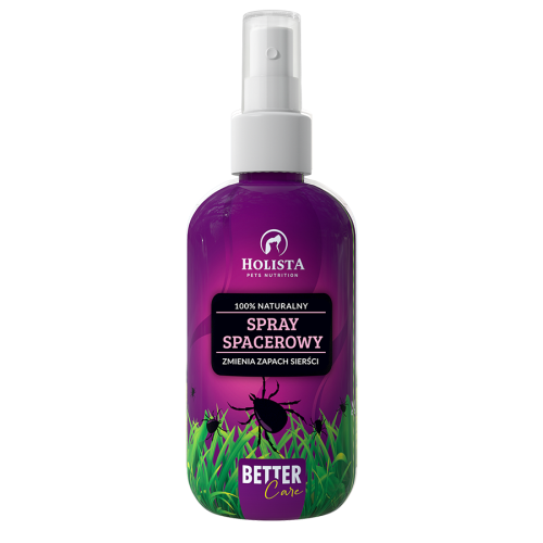 Naturalny spray spacerowy Holista. Skuteczna ochrona przed kleszczami i komarami podczas spacerów z psem.
