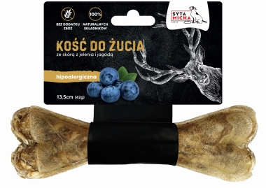 Kość do żucia Syta Micha | Hipoalergiczna | Jeleń i jagody | 22 cm