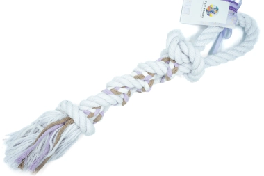 Szarpak Psie Sznury | Przeplataniec z rączką | Liliowy | Średni 50 cm