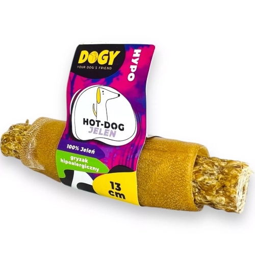 Naturalny gryzak dla psów z alergiami – Hot Dog z Jelenia Dogy HYPO